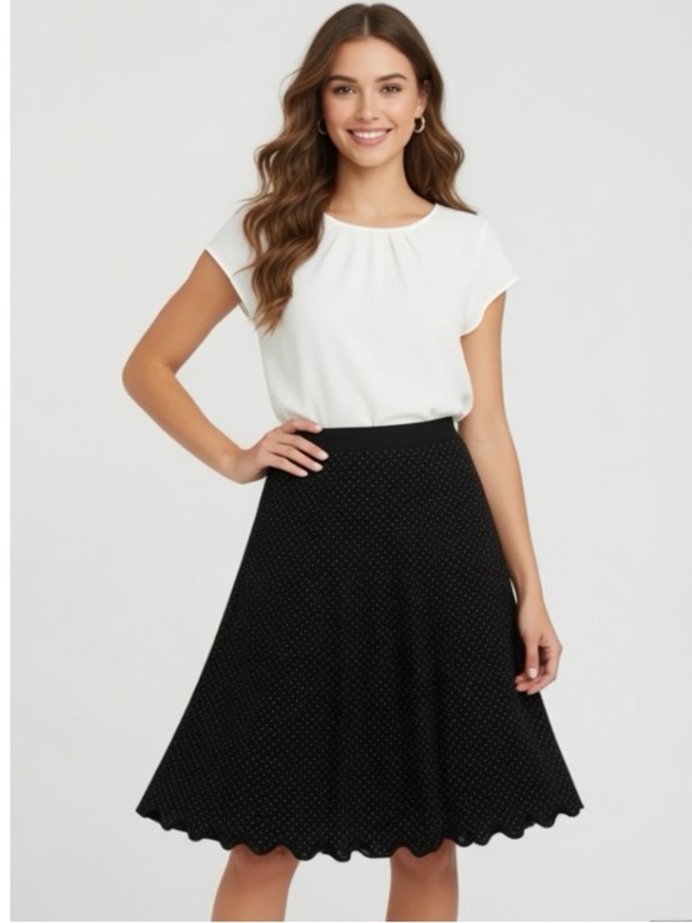 Liz Claiborne Black Polka Dot Skirt Size Medium